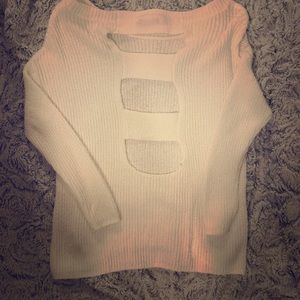 White express sweater with cut out slit back.